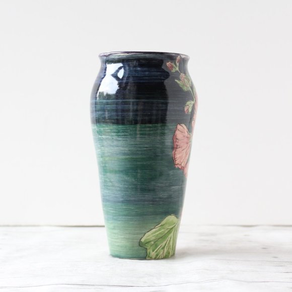 Lakshmi Design Pottery Hand Painted Floral Vase 82 - Picture 5 of 13